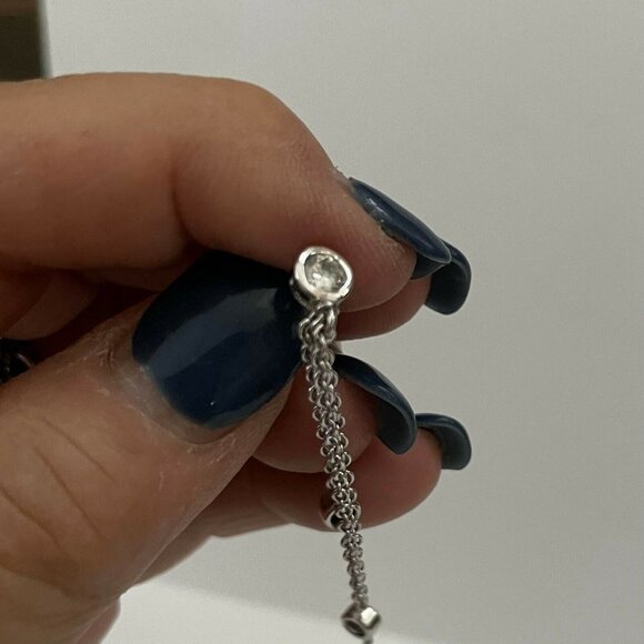 925 Sterling three strand Amethyst colored crystal and clear crystal earrings - Picture 2 of 3